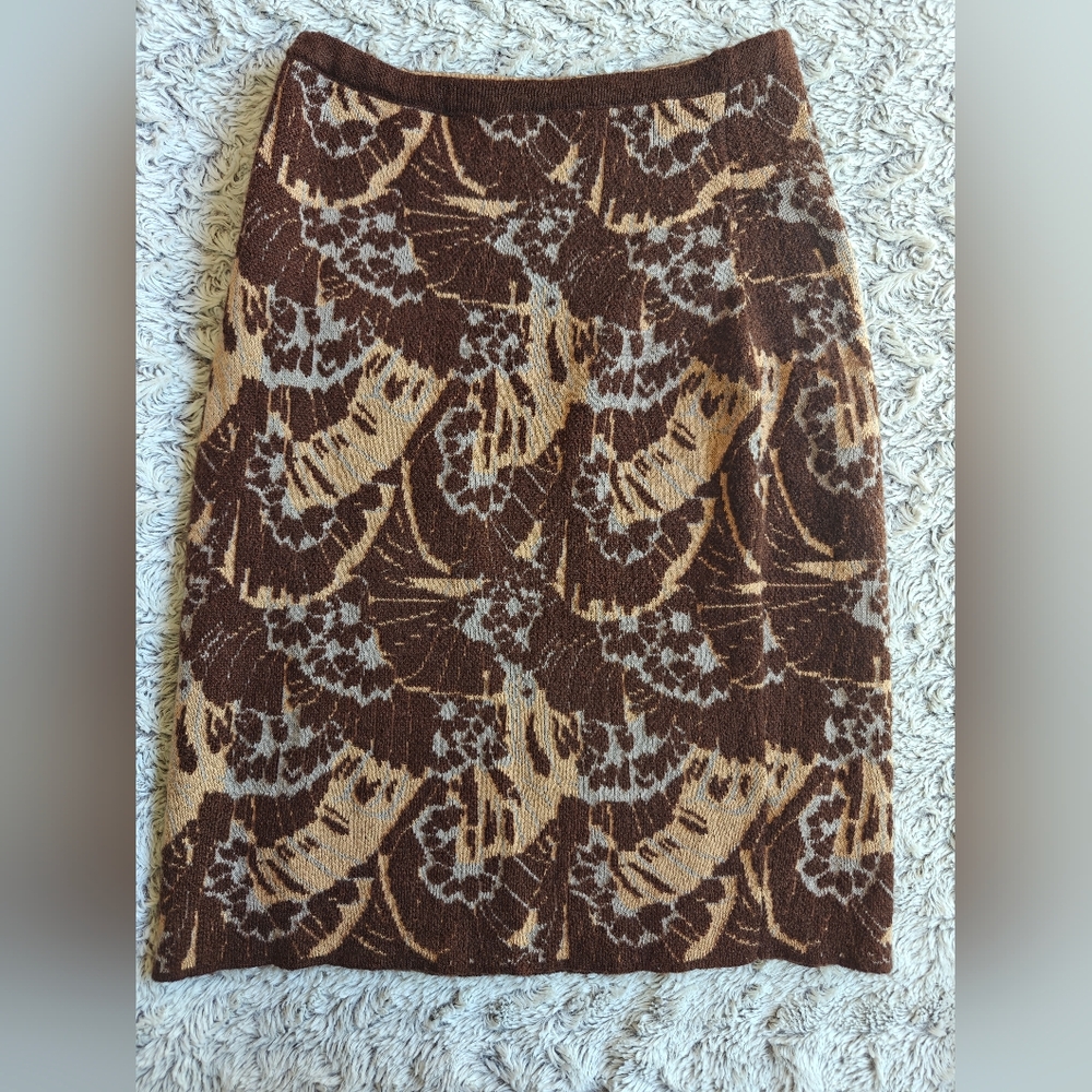 Sparrow Anthropologie Women’s Skirt XS Brown Abstract Straight Cozy EUC - Picture 2 of 7